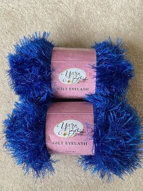 Lot of 2 Skeins Yarn Bee Eyelash Yarn Color #60 / Tinsel Sky 3 oz Each